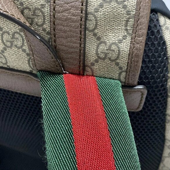 Auth GUCCI GG Supreme 473869 Beige Ebony Dark Brown PVC Leather Backpack - Picture 11 of 16